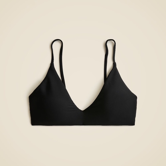 NWT!! J. CREW Lana Bikini Top Classic Sculpt Solid Black V Neckline Swim Small - Picture 10 of 15